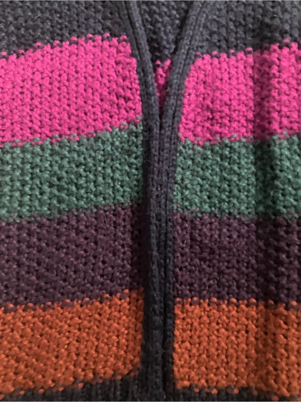 NATURAL LIFE Rust Orange and Navy Chunky Knit Sweater - Picture 3 of 6
